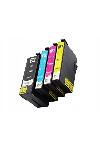 NO BRAND 4x Cerneală pentru Epson T3471 T3472 T3473 T3474 WF-3725 WF-3720