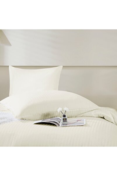 NO BRAND Set de lenjerie de pat HOTELOWA 160x200cm Ecru 100% Bumbac Damasc + ...