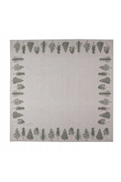 NO BRAND Față de masă bej din bumbac cu brazi de Crăciun 150x150 cm. C&E