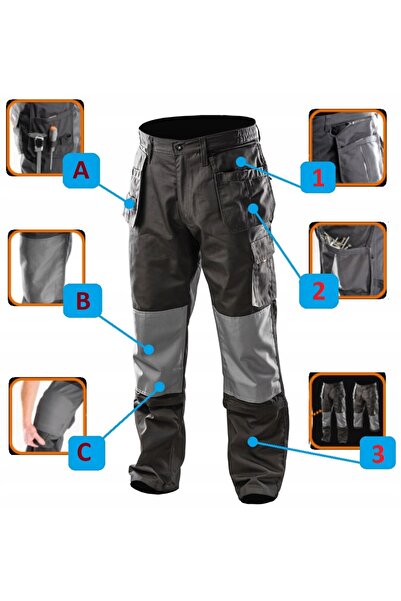 NEO Tools Pantaloni de lucru HD cu buzunare și picioare detașabile, mărimea X...