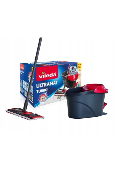 Vileda Mop plat cu centrifugare 42CM + Găleată ULTRAMAX TURBO XL pentru podel...