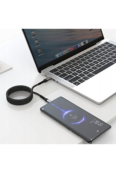 NO BRAND Swissten cablu magnetic împletit USB-C-Lightning de 1m, cu înfășurar...