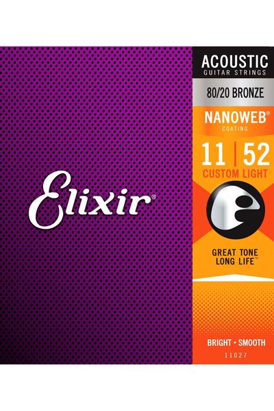 NO BRAND Corzi pentru chitară acustică Elixir 11027 80/20 bronz NANOWEB 11-52