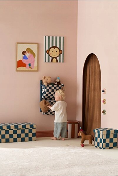 NO BRAND Kid's Concept - Etajeră de perete din material textil în carouri, mo...