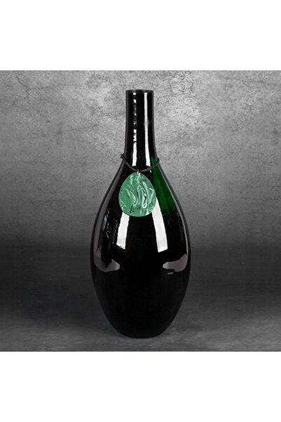 NO BRAND Vază decorativă din sticlă CAPRI (02) FI 18 X 48 CM NEGRU