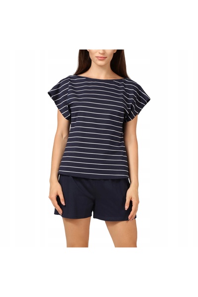 NO BRAND Pijamale de damă din bumbac pentru vară BLV-174 Alb/Marine L