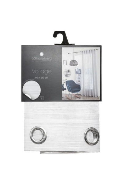 Atmosphera ستارة شفافة مخططة من لوي فويلاج مقاس 140 × 240 سم