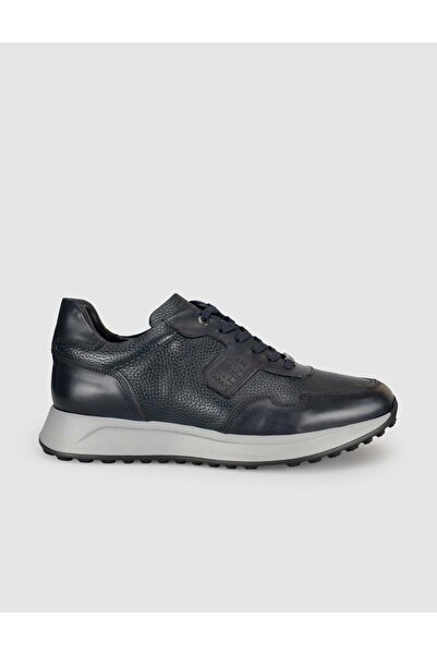 Cabani Navy Blue Men's Genuine Leather Sneaker Shoes