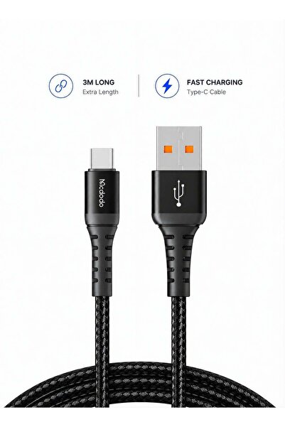 Mcdodo USB-A to USB-C Fast Charging Cable 3M, Samsung Galaxy Android Power Bank