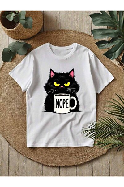 29CUN Women's Sarcastic Cat Coffee Print Crewneck T-Shirt – Loose Fit Short S...