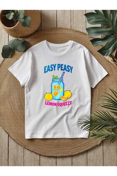 k222 تي شيرت نسائي بتصميم "Easy Peasy Lemon Squeezy": قميص قصير الأكمام بأسلو...