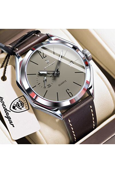 Choice9 689 Silver Grey Fashion Casual Man Clock Business Leather Date Quartz...