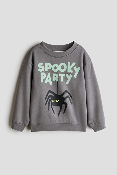 H&M Baskılı ve İçi Tüylü Sweatshirt