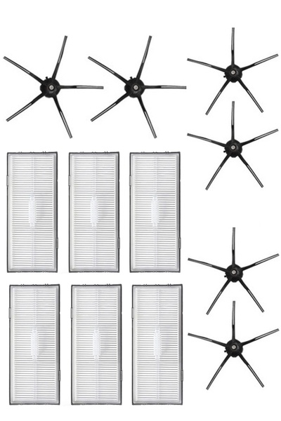 Rovexa 6 filtre Hepa compatibile cu Roborock G10, 6 perii laterale negre