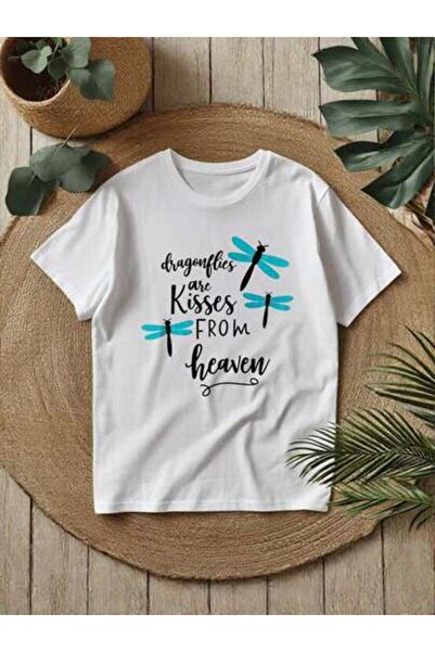 21JNRY تي شيرت نسائي بمقاسات كبيرة مطبوع عليه "Dragonflies Are Kisses From He...
