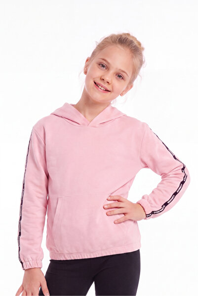 panios kids 3'lü Kız Çocuk Kapüşonlu Kanguru Cepli Şerit Detaylı Sweatshirt
