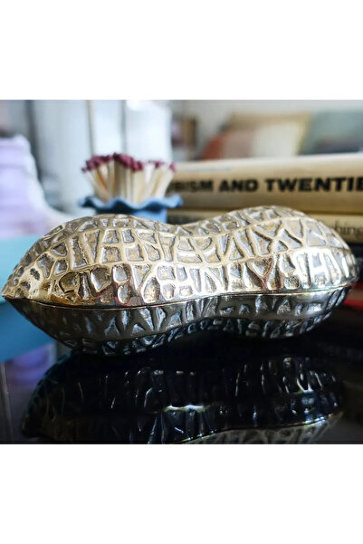MuratogluHome Morendo Yer Fıstığı Tasarım Metal Kapaklı Obje Sehpa Dresuar Üstü Dekoratif Kutu (18 cm)