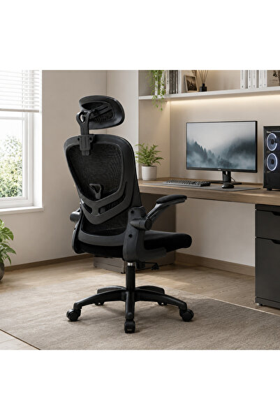 GoldenLike Ergonomic Mesh Office Chair with Rocking Recline, Adjustable Headr...