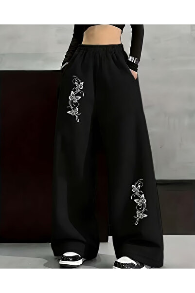 Toum Butterfly Detail Printed Oversize Baggy Sweatpants