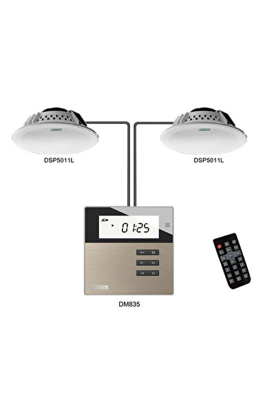DSPPA Set M2B cu Amplificator 2x10W de perete DM835B (USB/SD/FM/BT) + 2x boxe...