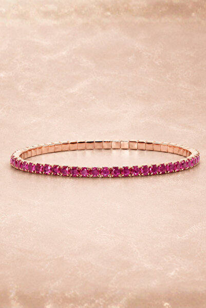 925 Ayar Gümüş Rose Gold Kaplama Pembe Ombre Su Yolu Bileklik - Blush Horizon