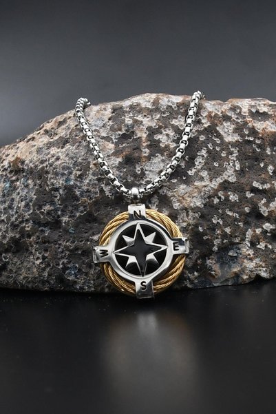 Prestige Polar Star Compass Necklace Stainless Steel Chain 902912
