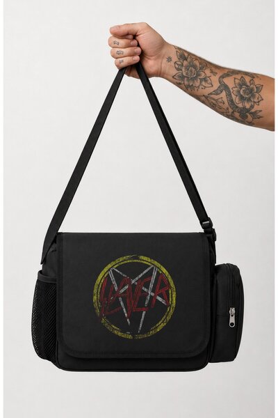 Fuddy Moda Unisex Rock Band Slayer Logo Printed Messenger Bag