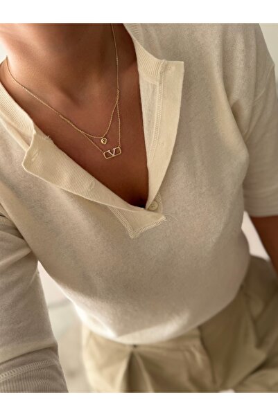 ANKA JEWELLRY Steel Women's Gold V Model Necklace |   Elegant Stylish Design ...