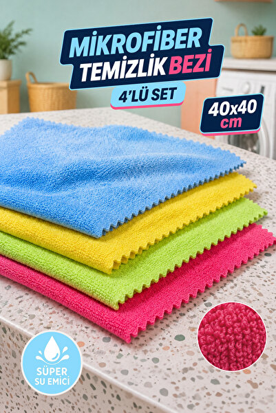 Meleni Home 4-Piece Cleaning Cloth Set - Microfiber Multi-Purpose Dusting Kit...