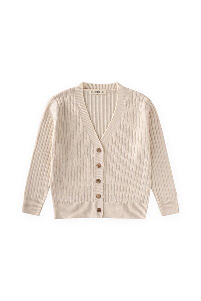 Cigit Hair Knitted Cardigan 2-8 Years Stone