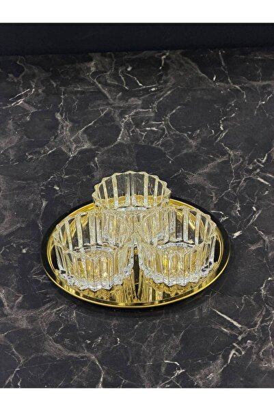 isra kristal Kristal Gold Beliyya Glass Bowl Set – Decorative Snack, Nut, and...