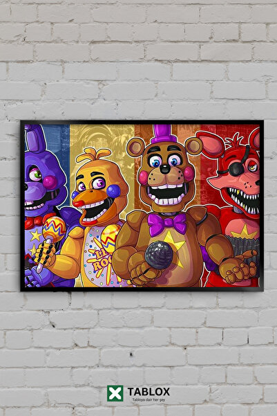 TABLOX Fnaf Five Nights at Freddys Freddy Bonnie Chica Drawing Framed Decorat...