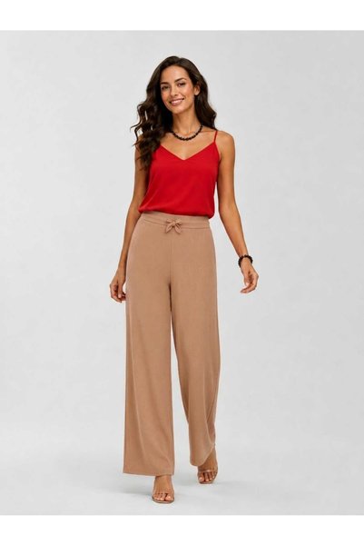 SSO Bürümcük Fabric Lycra Pants with Elastic Waist and Ribbon Detail
