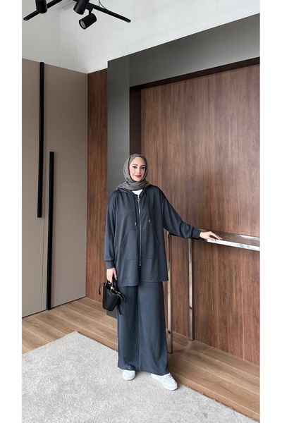 nurvina modest wear Oversize Hooded Modal Fabric Double Pocket Hijab Two-Piec...