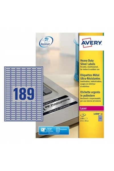 AVERY Etichete autoadezive A4 HD [20] 25.4/10 argintiu