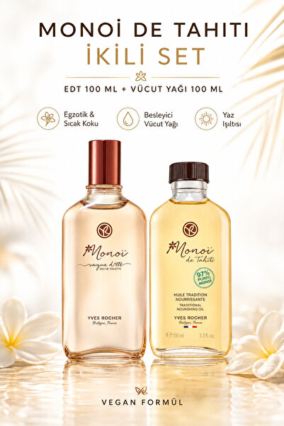 Yves Rocher Monoi EDT Kadın Parfüm 100 ml Ve Nemlendirici Vücut Yağı 100 ml S...