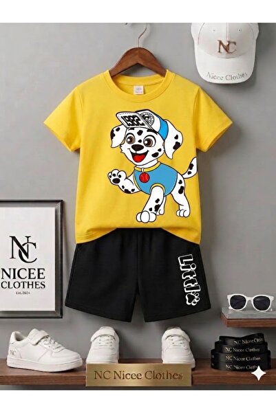 Leto Lykia Summer Children's T-Shirt Shorts Unisex (Flocked Dog Printed)