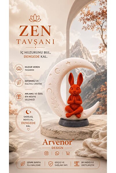 Zen Tavşanı | 15cm | Dekoratif Biblo | 3D Baskı