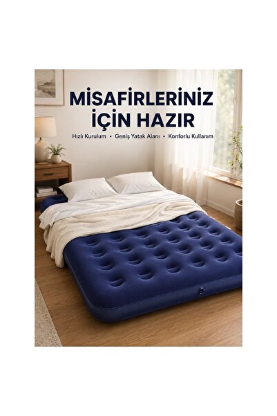 Genel Markalar Çok Amaçlı Şişme Hava Yatağı Çift Kişilik Hızlı Şişirme Vanalı