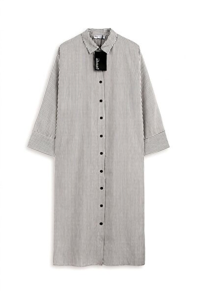 praye Striped Long Tunic Black