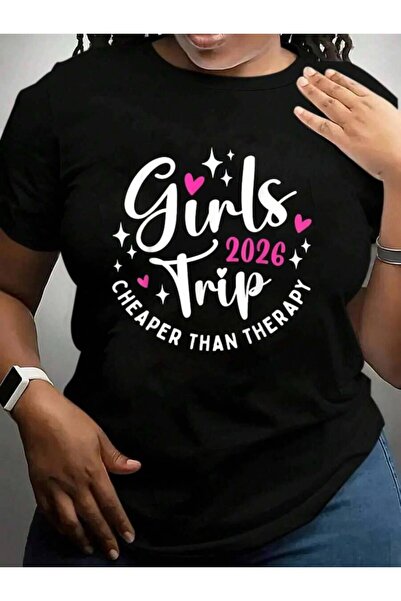 k222 تي شيرت برسومات سوداء بتصميم "Cheaper Than A Therapy Girls Weekend Frien...