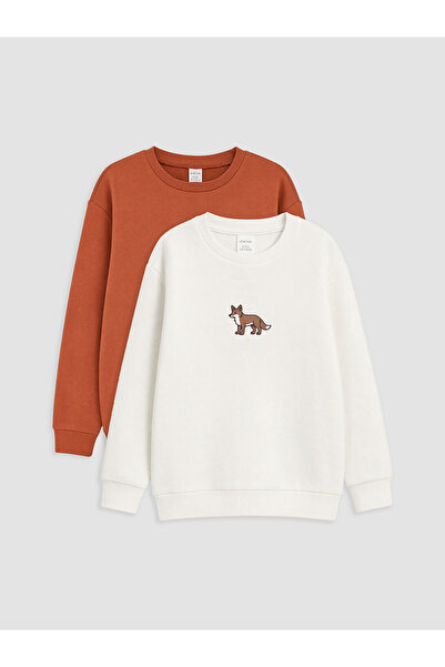 LC Waikiki Boy's Sweatshirt 2-Piece Crew Neck Printed Long Sleeve Basic Cotto...