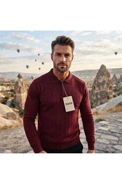 zs zaos fashion Men's Long-Sleeved Seasonal Regular Fit Polywool Basic Knitwe...