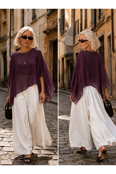 ibeeka Flying Cape Blouse in Plum Color