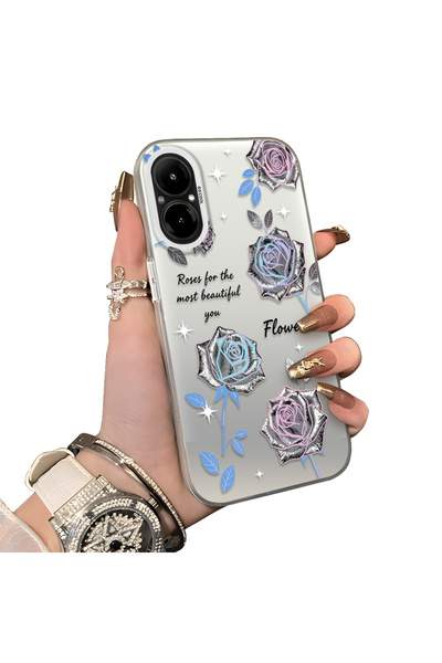 Hontinga For Realme 12 Lite Compatible Silicone Edge Hard Back Case Floral Pa...