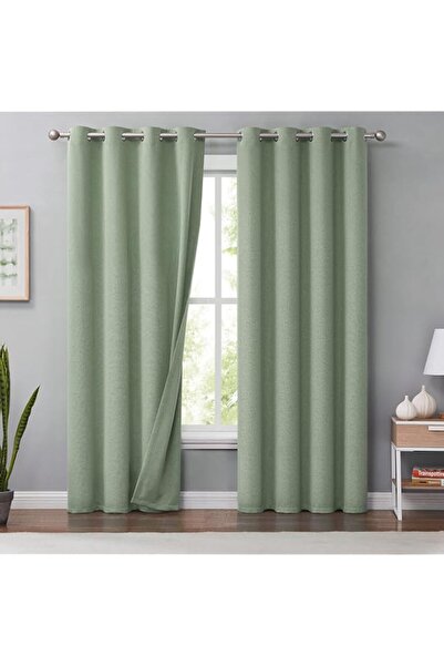 Generic Brand Melodieux Green Linen Blackout Curtains 84 Inches Long for Bedr...