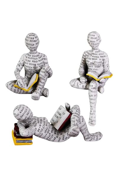 Generic 3 Pcs Modern Reading Women Sculptures, Abstract Thinker Figurines for...