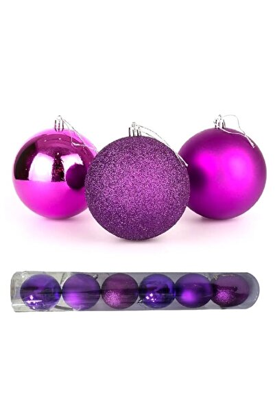 Generic Brand 10CM Purple Christmas Ball Ornaments - Set of 6, Xmas Tree Baub...