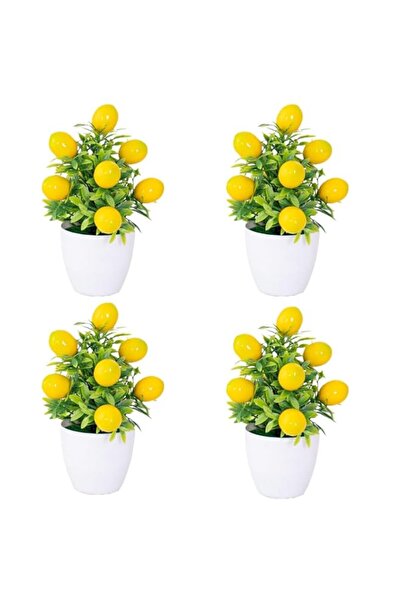 Generic ALMEKAQUZ 4Pcs Artificial Lemon Plants, Fake Fruit Potted Plant, 6inc...