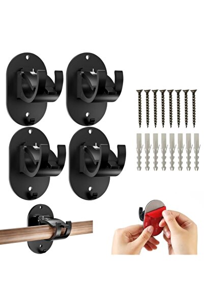 Generic YelaJoy 4 Pcs Self Adhesive Curtain Rod Bracket, No Drilling Self Adh...